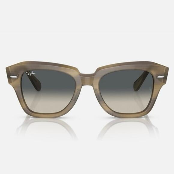 NEW Ray-Ban State Street Square Acetate Sunglasses Polished Striped Green Grey main image 8